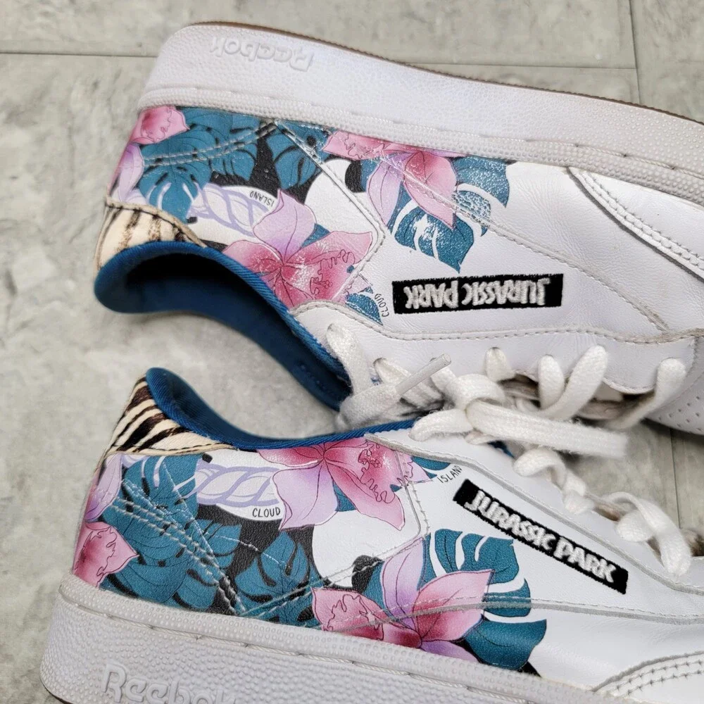 Jurassic Park x Reebok Club C 85 'Dennis Nedry' White Floral Sneakers GW0213